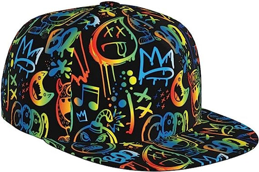 Fashion Hip Hop Style Adjustable Snapback Hat for Men and Women Sun Cap Graffiti Cap Doodle Baseball Cap